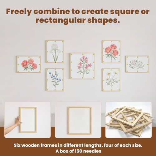 24-Piece Wooden Needlepoint Stretcher Bar Kit with 150 Tacks, 6 Sizes