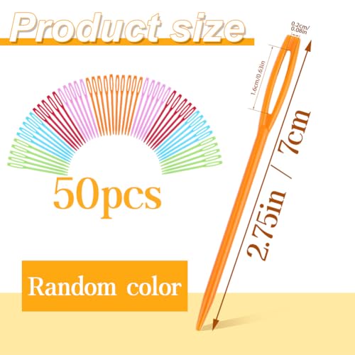 50 Pcs Plastic Yarn Needles Large Eye Plastic Needles for Yarn 2.75 Inch