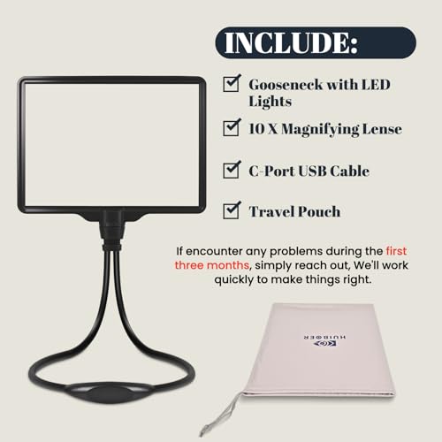 Large Magnifying Glass with Light Hands Free, Rechargeable Page Magnifier