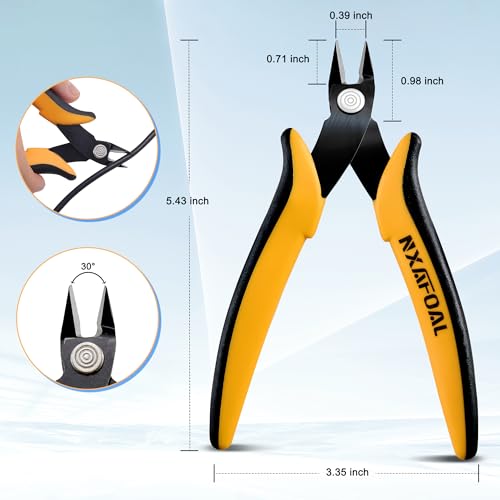 Micro Wire Cutters, 5.4 Inch Flush Cutters, 2 Pack Sharp Spring Loaded Micro Diagonal Cutters for Jewelry, Zip Ties, Electronics & DIY with Soft Grip Handles (Yellow & Black) - color: 2 Pack