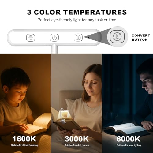 Rechargeable Book Light for Reading in Bed 25 LED Eye Caring | 15 Level Stepless Dimming, Extended 90Hrs Runtime, Lightweight Clip on Light, Gifts for Book Lovers, White - color: M1-Clip Light-White
