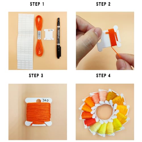 Embroidery Floss Bobbins, 120Pcs Embroidery Thread Organizer Cross Stitch Supplies Thread Holder Sewing Storage Plastic Cards with Pen and Label and Storage Loop