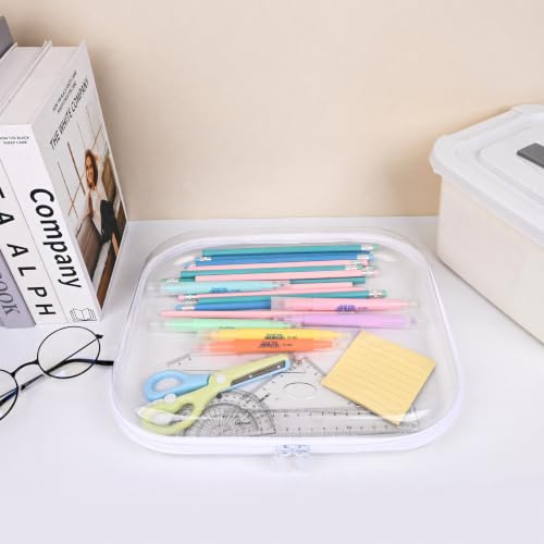 Clear Hard Shell Zipper Case,3PCS Transparent Clear Zipper Pouches,Hard Side Plastic Case Set,Portable Travel Storage Organizer Bins - color: 3PCS-L