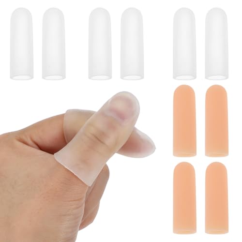 WY LIGHTING Gel Finger Cots, 10 PCS Gel Finger Protectors, Clear, Nude - color: Clear, Nude, 5 Pairs