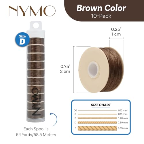 The Beadsmith Nymo Thread, Made of Nylon - size: Size D, 64 Yards, style: Brown