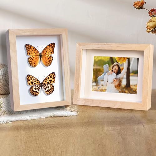 5x7 Shadow Box Frame Small Shadow Box Display Case 4 Pack Natural Wood Picture Frame Glass Surface Internal Depth 0.6 inch for Wall Or Tabletop - color: Teak, size: 5x7 inch