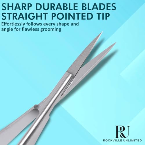 Micro Scissor 5.5" Straight Tip Embroidery Scissor Premium Stainless Steel Applique for Sewing Art & Craft Grooming for Eyebrow Eyelash and Spring Action Extra Sharp Squeeze Scissors.