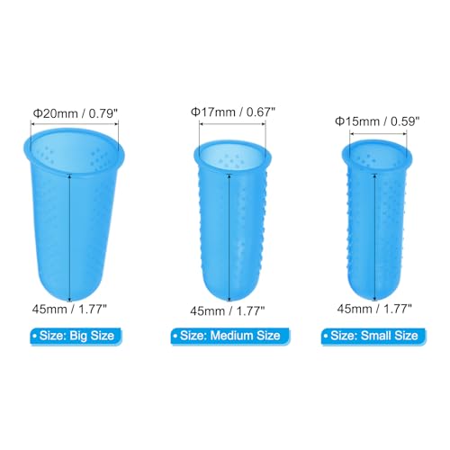 PATIKIL Rubber Finger Tips, 2 Set Silicone Thumb Fingertip Protector Finger Grips Thimble for Office Counting Sorting Sewing, Blue Multi Size Assorted