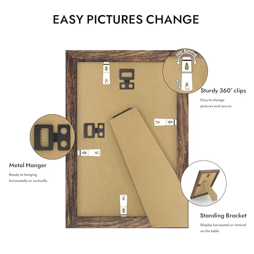 Hongkee 5.5x8.5 Diploma Frame with Real Glass Cover(Rustic Brown, 1 Pack) - color: Rustic Brown, size: 5.5X8.5 in