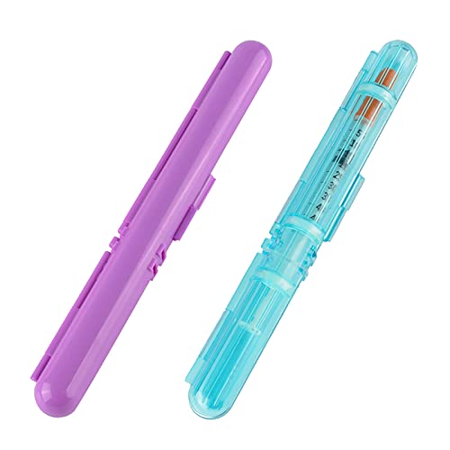 Insulin Travel Case for Syringes & Pens, Diabetic Syringe Holder Organizer - color: Light Blue Transparent+Solid Purple