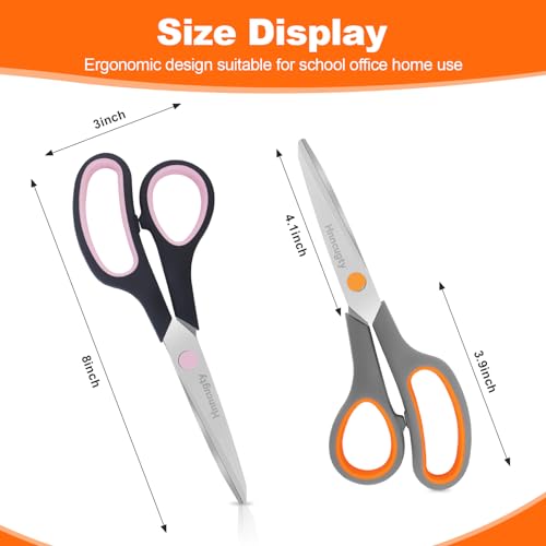 Scissors for Office School Supplies, Hnncugty 8"Scissors All Purpose 24Pack - color: 24 Pack Black Grey