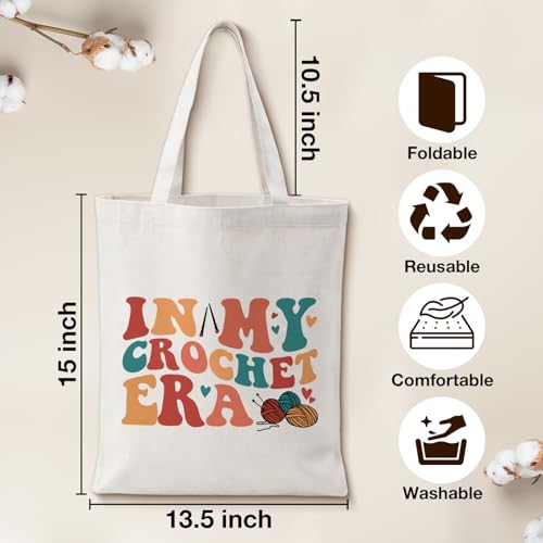 Cute Goose Crochet Canvas Tote Bag for Women - color: Crochet