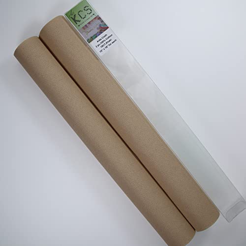 KCS 2 pc of 15" x 18" Counted Cross Stitch Cotton Aida Cloth Needlework Fabric (Khaki, 18CT) - color: Khaki, size: 18CT