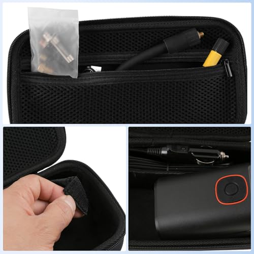 Portable Air Compressor Storage Box - Universal Case Compatible with MODARI/Skight/LOLSSA/Teffim/Hafuloky/Frarome/ILTIDE Tire Inflators, Car Air Pump Organizer for Air Tubes & Accessories (Box Only) - color: Black+black Zipper2