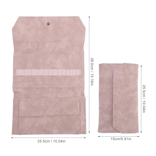 Tyenaza Knitting Needle Storage Bag, PU 13in Knitting Needle Case Organizer for Home Travel Cafe (Light Rosy)