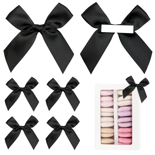 Self Adhesive Black Satin Ribbon Bows for Crafts 3", 50 Pack - color: Black