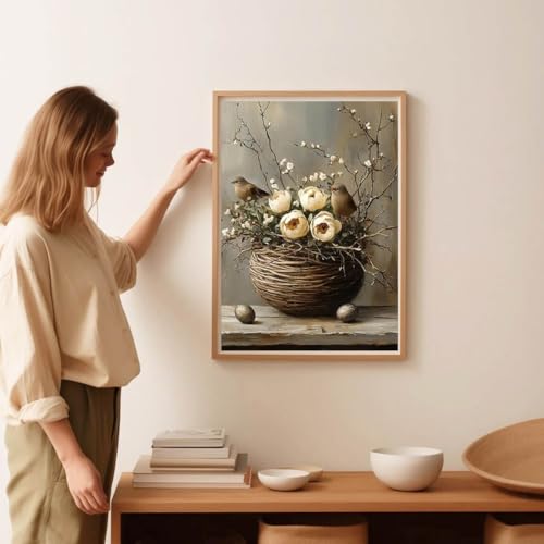 Bird Stamped Cross Stitch Kits for Adults -Flower Embroidery Kits for Beginners Adults,11 CT Patterns Dimensions Counted Cross Stitch Kits for Adults Arts Craft 12x16 inch - color: Cross stitch-12