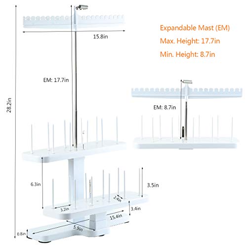Sew Tech 20 Spool Thread Stand for Embroidery Machine Sewing Quilting Serger Machine, Height Adjustable Cone Thread Holder for Smoother Feed, Large Spool Holder for Brother Singer Babylock Bernina etc