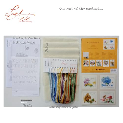 Lanarte Counted Cross Stitch Kit: 4 Seasons: Set of 4, NA, 18 x 16cm - style: Four Seasons