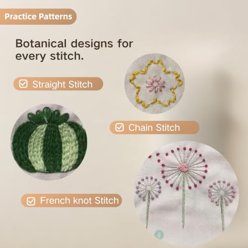 Embroidery Stitch Book Kit 29 Stitches Beginner Embroidery Kit for Adults (Basic Kit)