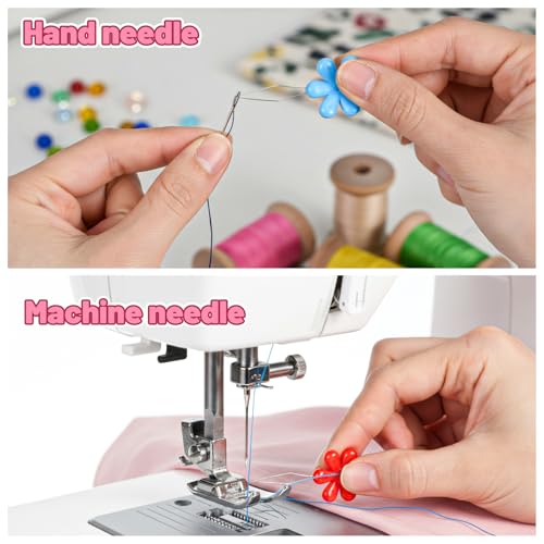 40Pcs Colorful Needle Threader Set, Flower Shape Embroidery Needle Threader Kit, Easy Threading Tool for Small Eyes, Sewing Accessories for Seniors/Arthritis Hands (Cute Color)
