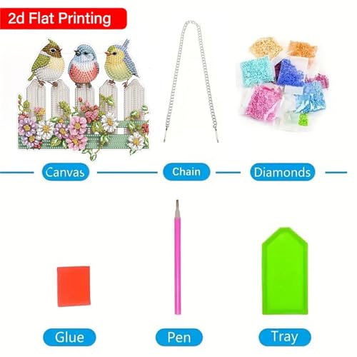 ZeeLionArt Hanging Diamonds Art kit for Adult,Birds Pendant Diamonds Painting Art Kit,7.8x7.3inch Acrylic Diamonds Painting Board Kit Ornament, Special Crystal Diamond Hanging Ornament - color: DP02457