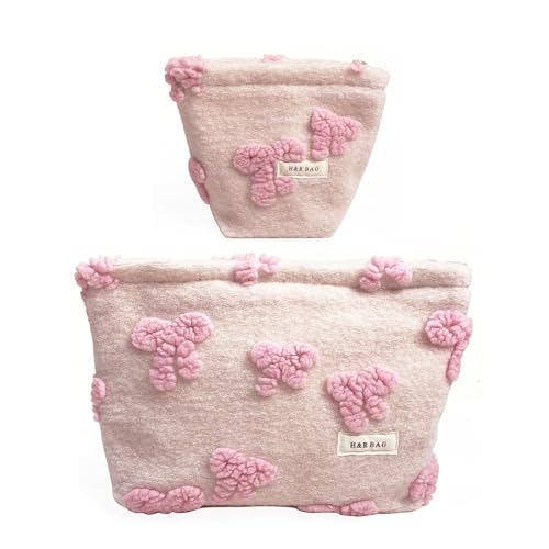 getgto 2 Pcs Makeup Bags, Large Cosmetic Bag Travel Toiletry Bag - color: Girly pink