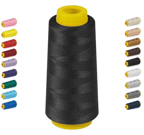 1800 Yards Serger Thread-Black, All Purpose Thread for Sewing - color: 005-Black, size: 40S/2