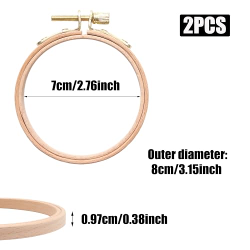 Mormchlots 2Pcs 3 Inch Wood Embroidery Hoops - size: 3 inch