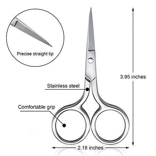 Mudder 3 Pack Small Eyebrow Nose Scissor Stainless Steel Scissor, Silver - color: Silver