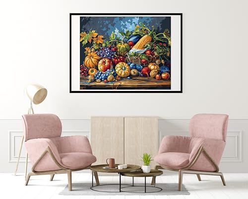 Moohue DIY Counted Stamped Cross Stitch Kits for Adults 14 Count Cross Stitch Patterns Fruits Printed Cross Stitch Kits for Adults (Fruits Vegetables) - color: Fruits Vegetables