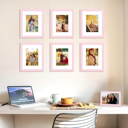 decorUhome 8x10 Picture Frame Fits 5x7 Photos with Mat, Pink - color: Pink, size: 8x10