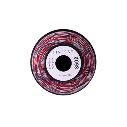Finesse Variegated Thread | 100% Polyester, 3ply, 50wt | 1100yds Stackable Thread Cones for Quilting and Sewing… (Firework) - color: Firework