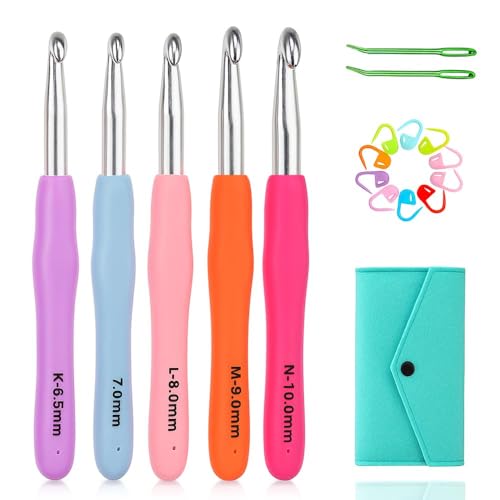 Yarniss Large Ergonomic Crochet Hooks Set 6.5mm 7.0mm 8.0mm 9.0mm 10.0mm - size: 5 Size(6.5~10.0mm)