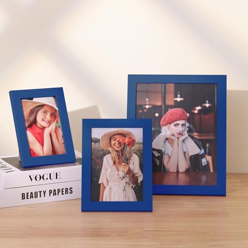 Vittanly 4x6 picture frame, Matted for 3.5x5 Photos, Royal Blue - color: Royal Blue, size: 4x6