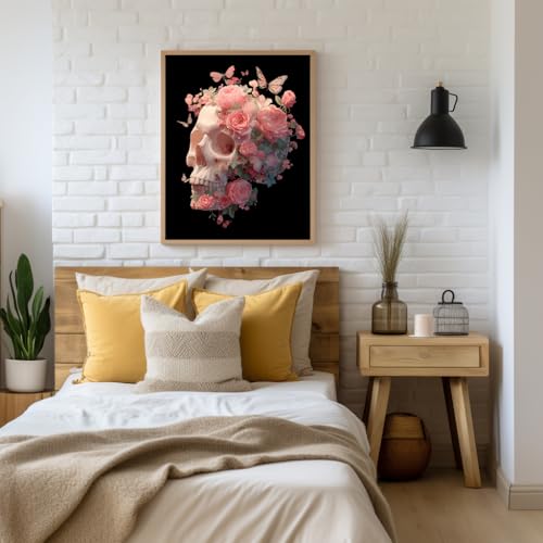 WRTCPOC Skull with Blooming Roses Cross Stitch Kits for Adults Beginners Anatomical Skull Embroidery Kit Pre Printed 11ct,Floral Butterfly Skeleton DIY Stamped Embroidery Starter Kit 16x20inch - color: Embroider-Organs-06