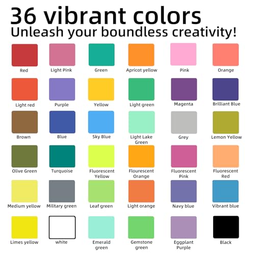 YOUKOYI Fabric Markers, 36 Colors Acrylic Paint Pens, Fabric Decorating Kits No Bleed Waterproof Quick Dry Fabric Paint Pens for Fabric DIY, Crafts, Wood, Ceramic, Sneakers, Bags, Shoes, Textile - color: 36 Colors
