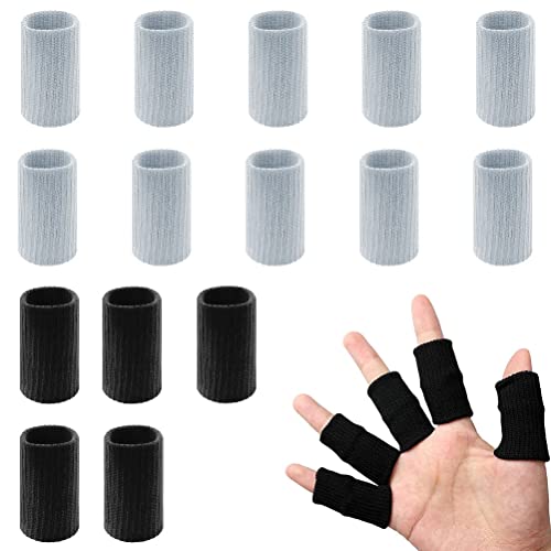 20 Pcs Finger Sleeves Protectors, Elastic Sport Finger Sleeves, Black/Grey - color: Black,grey