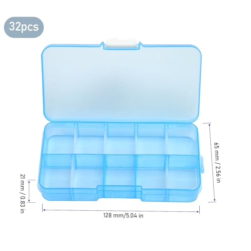 KINJOEK 32 Pack 10 Grids Plastic Bead Organizer Containers Storage, Adjustable Dividers Diamond Jewelry Craft Painting Storage Case, Colors Small Fishing Tackle Box for Sewing Cross Stitch Accessories - color: Colored, size: 10Grid 32PCS