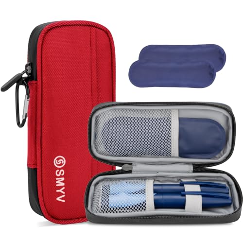 SMYV Insulin Cooler Travel Case with 2 TSA Approved Ice Packs, Red - color: Soft Red
