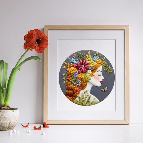 3 Packs Embroidery Kit for Adults, Embroidery for Beginners (Girl-1) - color: Girl-1