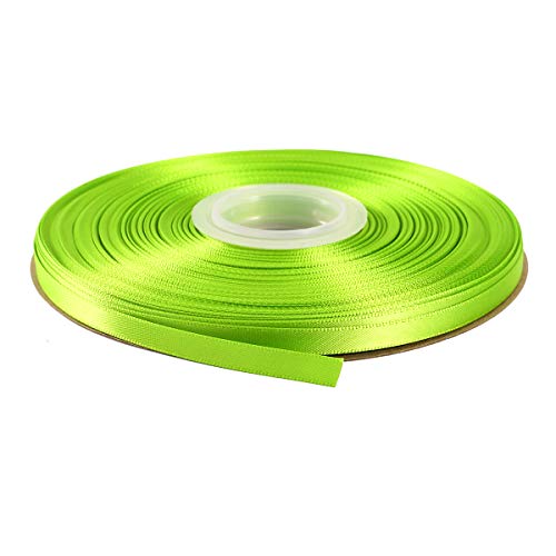 ITIsparkle 1/4" Inch Double Faced Satin Ribbon 50 Yards-Roll Set for Gift Wrapping Scrap Books Party Favor Hair Braids Baby Shower Decoration Floral Arrangement Craft Supplies, Apple Green Ribbon - color: Apple Green