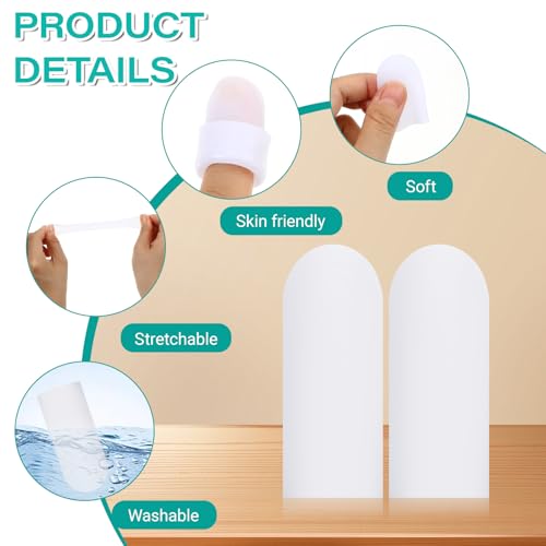 Gel Finger Cots, 20 Pcs Large Size Silicone Finger Protectors Rubber Fingers Tips Protector Covers Fingers Gloves Guard Breathable Fingertip Protector for Cracking Calluses Blisters Protect