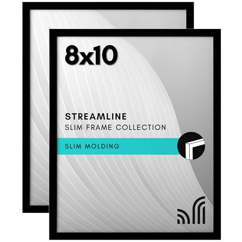 Americanflat 8x10 Picture Frame 2-Pack - Slim Molding - Black - size: 8X10