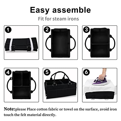 XUANGUO Large Baby Diaper Caddy Organizer, Felt Basket with Handles, Black - color: black