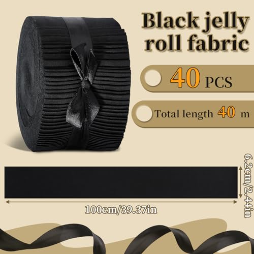 ZMAAGG Black Jelly Roll Fabric, 40 PCS Jelly Roll, Quilting Fabric - color: Black