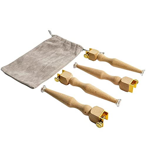4 Pack Portable Wooden Embroidery Hoop Stand with Velvet Bag, Adjustable Desktop Stitching Hoop Holder for Cross Stitch, Needlework, Embroidery Sewing Projects
