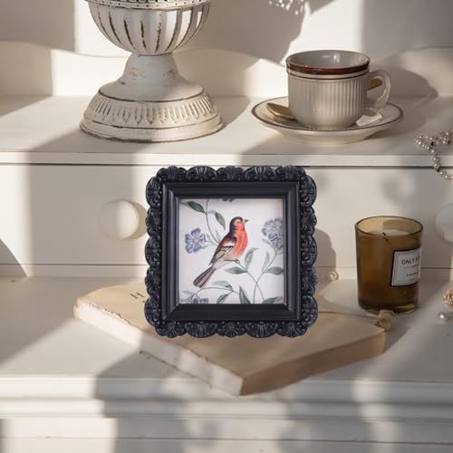 Vintage Picture Frames 3x3 Square Black Antique Picture Frames with Glass Front Handcrafted Rustic Home Decor for Wall Mount and Tabletop Gallery Wall Art - color: Black, size: 3x3 Square