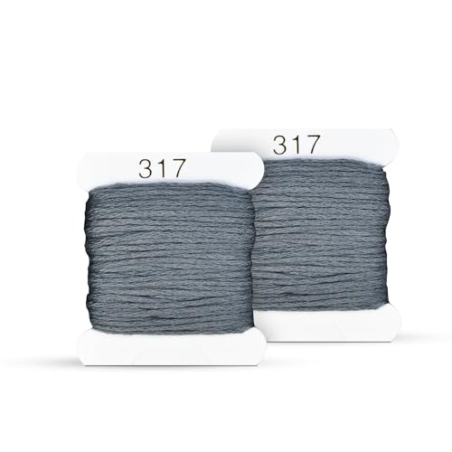 Embroidery Floss Kit and Refills - Cotton Threads - DMC Color Coding for Cross Stitch, String Crafts, Friendship Bracelets - color: 317 Dark Gray