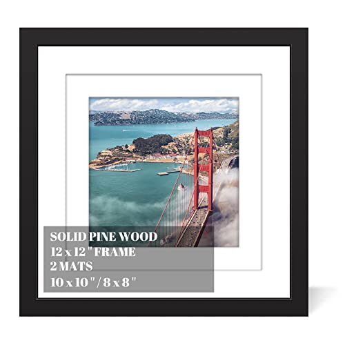 12x12 Wood Picture Frames for Wall Hanging or Tabletop,Diamond Painting Frame Baby Scan Picture Frames with 2 Mats Display 8x8 or 10x10 for Family Walls Decoration,Anniversary,Wedding,Christmas(Black) - color: Black, size: 12x12 inch